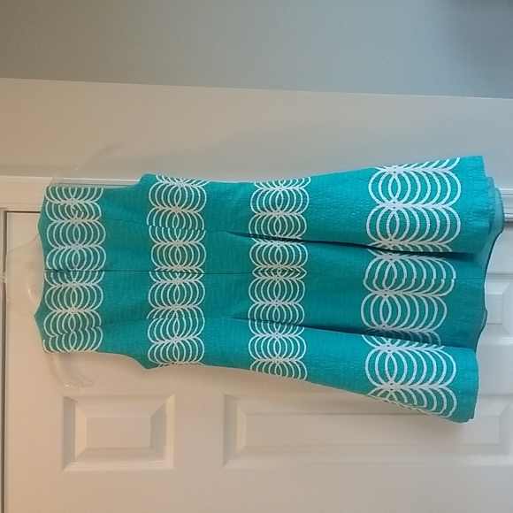 Turquoise and white flared dress - Picture 2 of 3